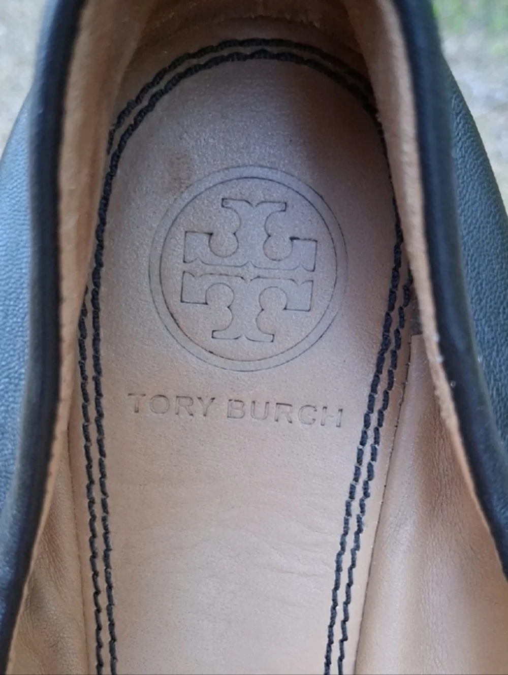 Tory Burch Minnie Travel Ballet Flats Black Leather Patent Cap Toe Size 8